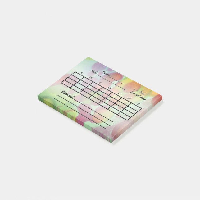 Weekly Monthly Habit Tracker Post It Notepad (Angled)