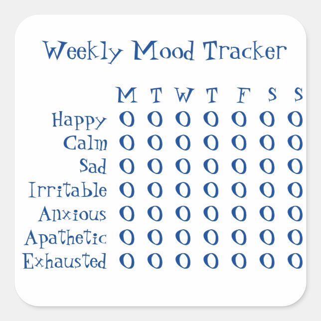 Weekly Mood Tracker Square Sticker (Front)