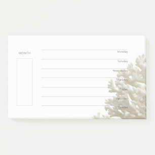 Weekly Organizer and Planner -  White Coral Post-it Notes
