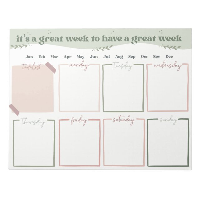 Weekly Organizer Notepad (Front)