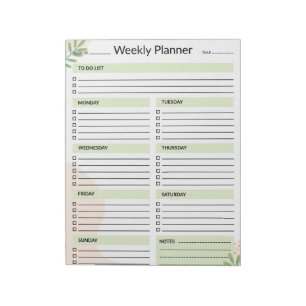 Weekly Planner Calendar Organizer To Do List Notepad