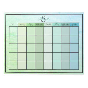 Weekly Planner Daily Blue Green Colour Notepad