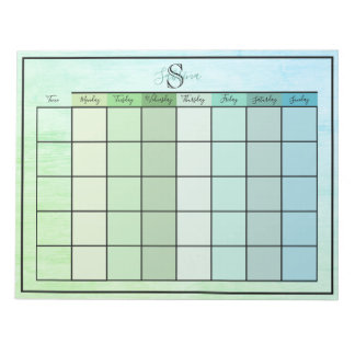 Weekly Planner Daily Blue Green Colour Notepad