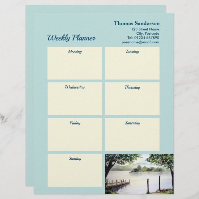 Weekly Planner Derwentwater Lake District Cumbria Letterhead (Front/Back)