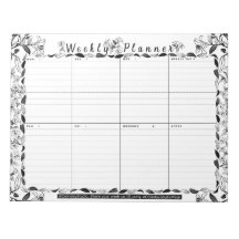 Weekly Planner Floral Art Colouring Page Notepad