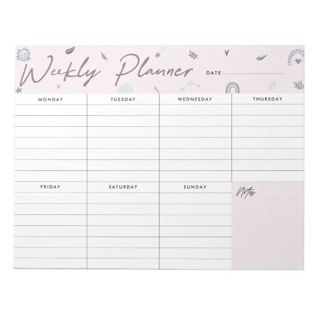 Weekly Planner Floral Notepad (Front)