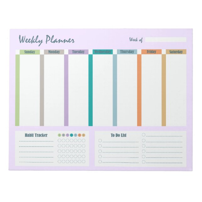 Weekly Planner Habit Tracker To Do List Notepad (Front)