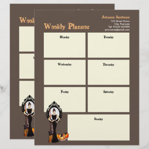 Weekly Planner Halloween Classic Witch Black Dress Letterhead