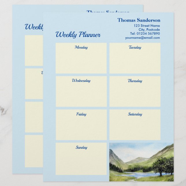 Weekly Planner Lake Buttermere Cumbria England Letterhead (Front/Back)