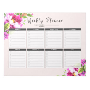 Weekly Planner Landscape in Bright Floral Notepad