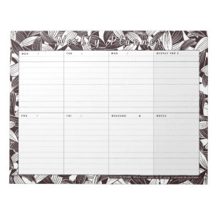 Weekly Planner Leaf Art Colouring Page Notepad