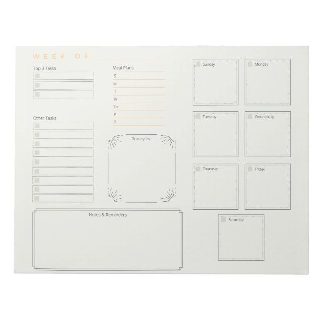 Weekly Planner Notepad (Front)