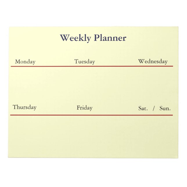 Weekly Planner Notepad (White) (Front)