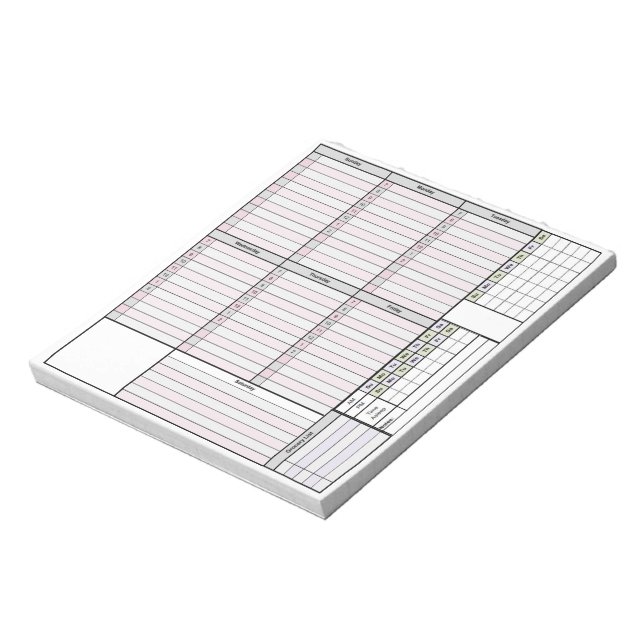 Weekly Planner Page w/ tracker & month grid Notepad (Rotated)