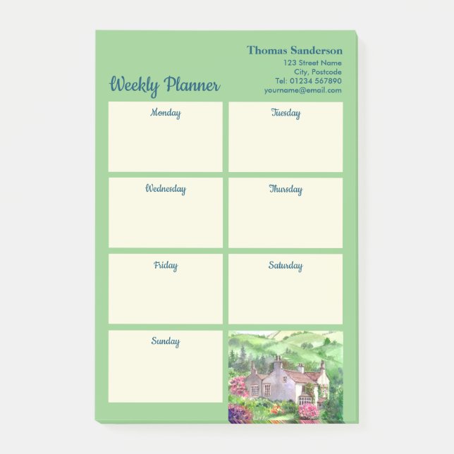 Weekly Planner Rydal Mount William Wordsworth Home Post-it Notes (Front)