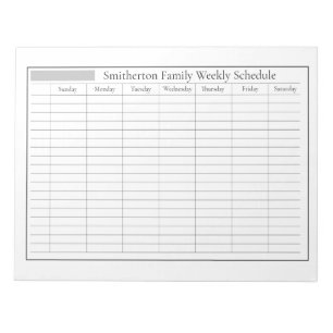Weekly Planner Schedule White Grey Notepad