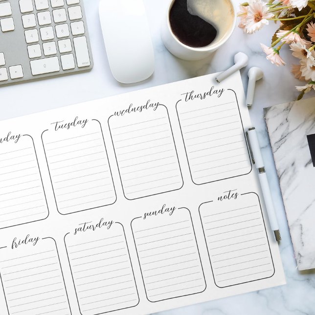 Weekly Planner Simple White Editable Text Notepad (Creator Uploaded)