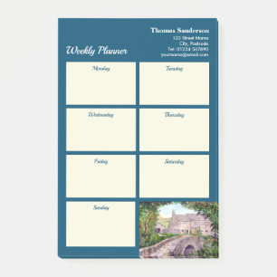 Weekly Planner Stone Bridge England Watercolor Post-it Notes