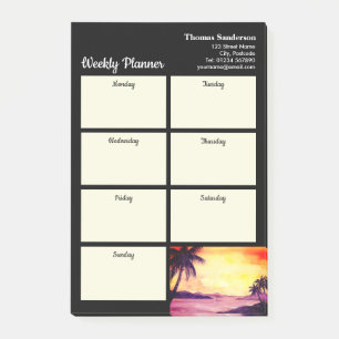 Weekly Planner Sunset in Tropics Painting Post-it Notes