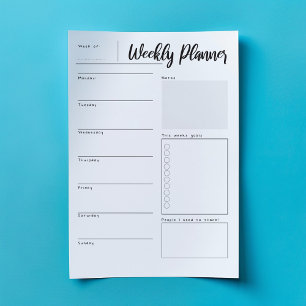 Weekly planner, to do, organiser notepad