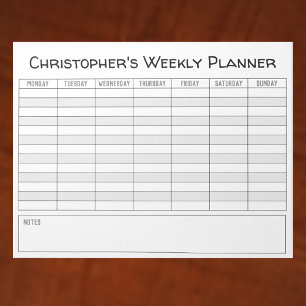 Weekly Planner to Personalise with Name Choice. Notepad
