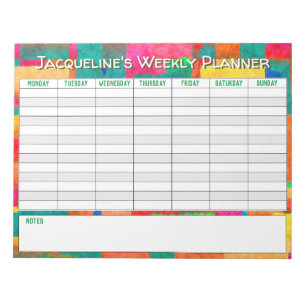 Weekly Planner to Personalise with Name Choice. Notepad