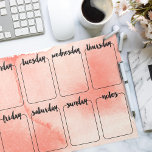 Weekly Planner Watercolor Wash Tear Away Calendar Notepad<br><div class="desc">Watercolor wash coral colours with black days of the week.</div>