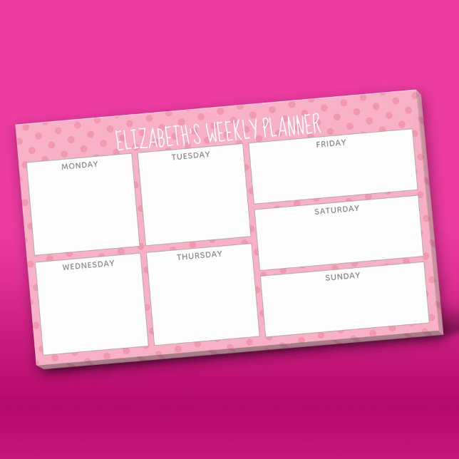Weekly Planner with blush pink pattern name Post-it Notes (Custom Post-it Notepad)