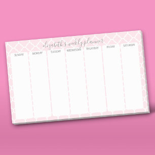 Weekly Planner with blush pink pattern name Post-it Notes