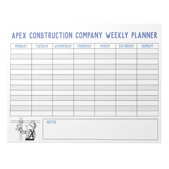 Weekly Planner with Title to Personalise. Notepad (Front)