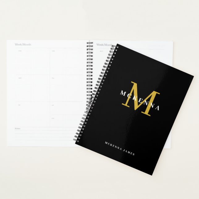 Weekly Professional Monthly Black Gold Business Planner (Display)