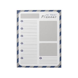 Weekly Project planner - Blue and Gray Notepad