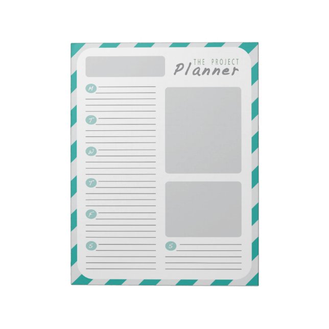 Weekly Project planner - Green Notepad (Rotated)