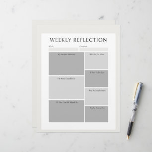 Weekly Reflection Planner Printable Worksheet  Letterhead