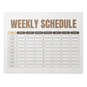 Weekly Schedule Planner Minimal Beige Grid Notepad