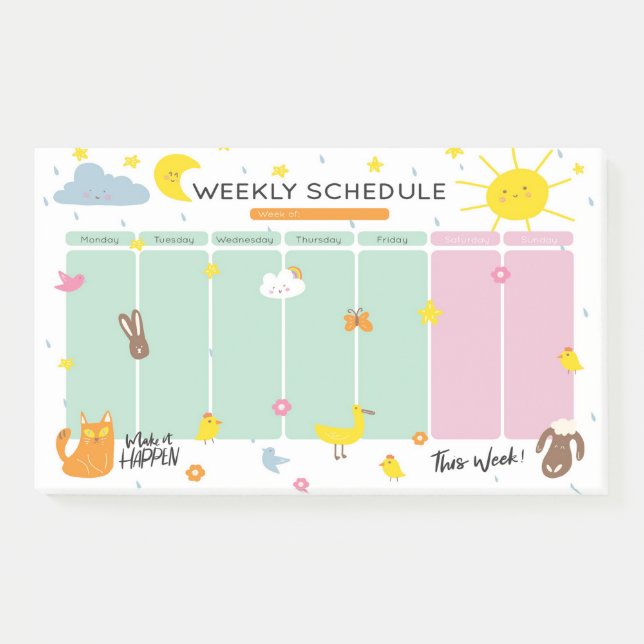 Weekly schedule Post-it® Notes (Front)
