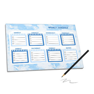 Weekly schedule with blue sky notepad