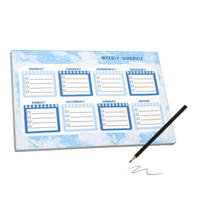 Weekly schedule with blue sky notepad (Creator Uploaded)