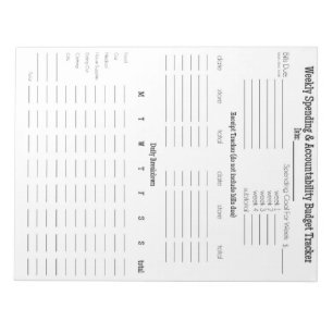 Weekly Spending & Accountability Budget Notepad