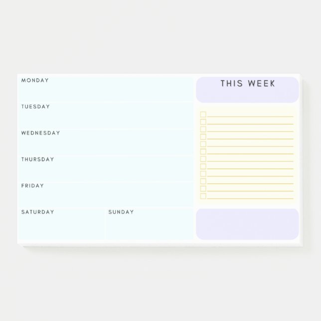 Weekly sticky note planner XL (Front)