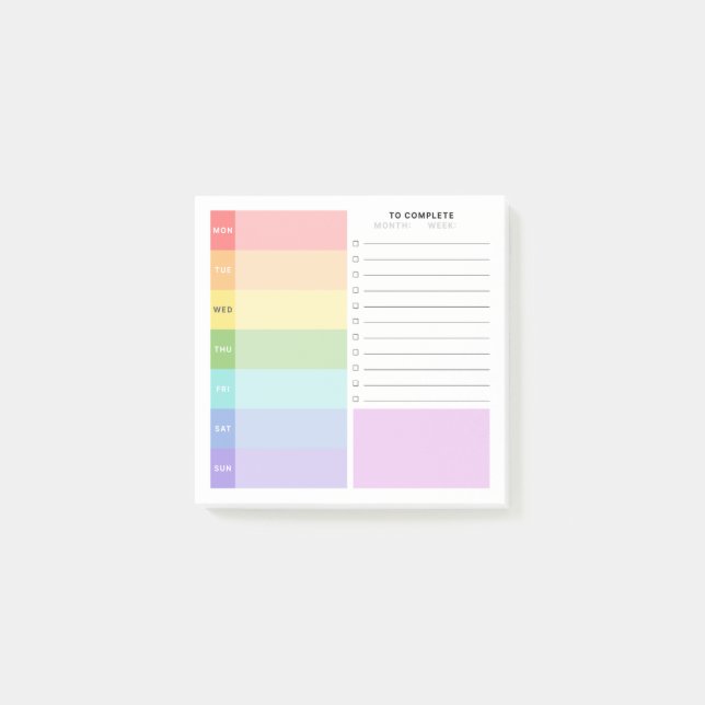 Weekly Study Planner Post-it Notes (Front)