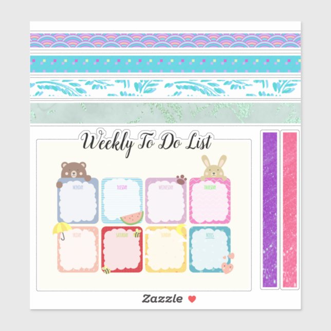 Weekly To Do List And Washi Sticker Set Sheet. (Sheet)