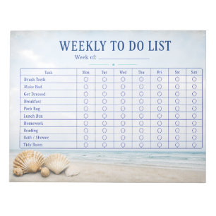 Weekly To Do List Beach Seashells Notepad