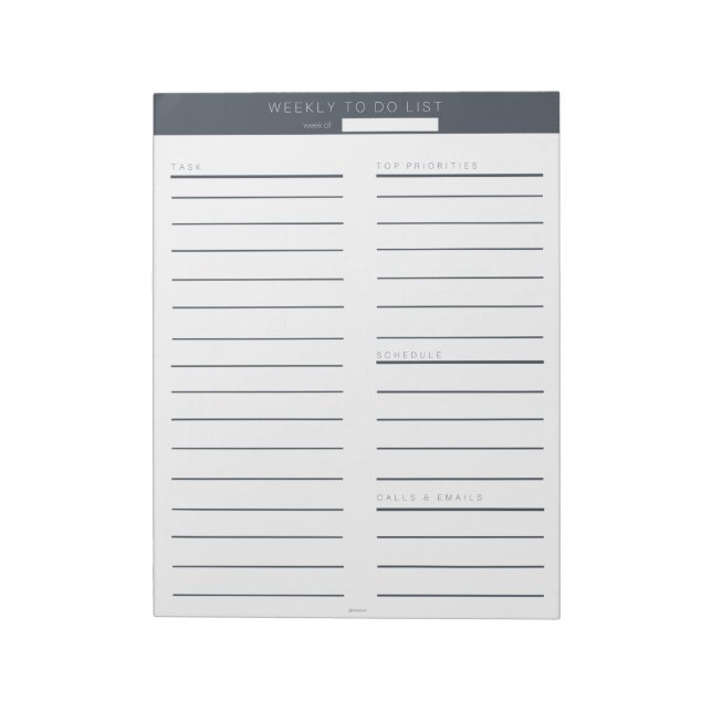 Weekly To Do List Navy Notepad (Rotated)