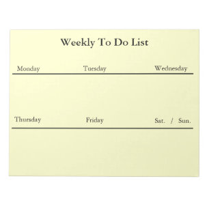 Weekly To Do List Notepad (White)