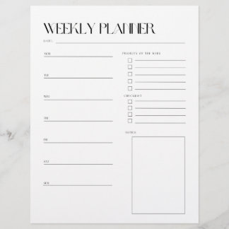 Weekly to do list planner