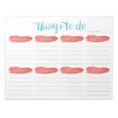 Weekly To Do List Planner | Coral and Aqua Notepad (Front)