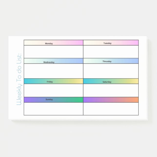 WEEKLY TO DO LIST POST-IT NOTES (Front)