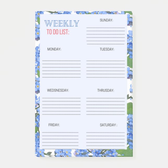 WEEKLY TO DO LIST: POST-IT NOTES (Front)