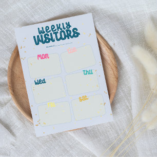 Weekly Visitors, Caregiving, Aging Parents Notepad